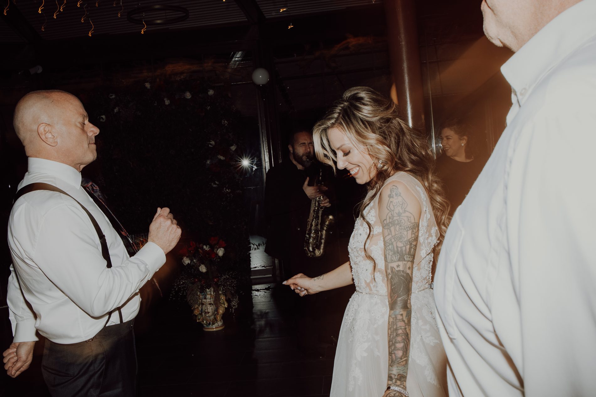 Dancing as the saxophone plays