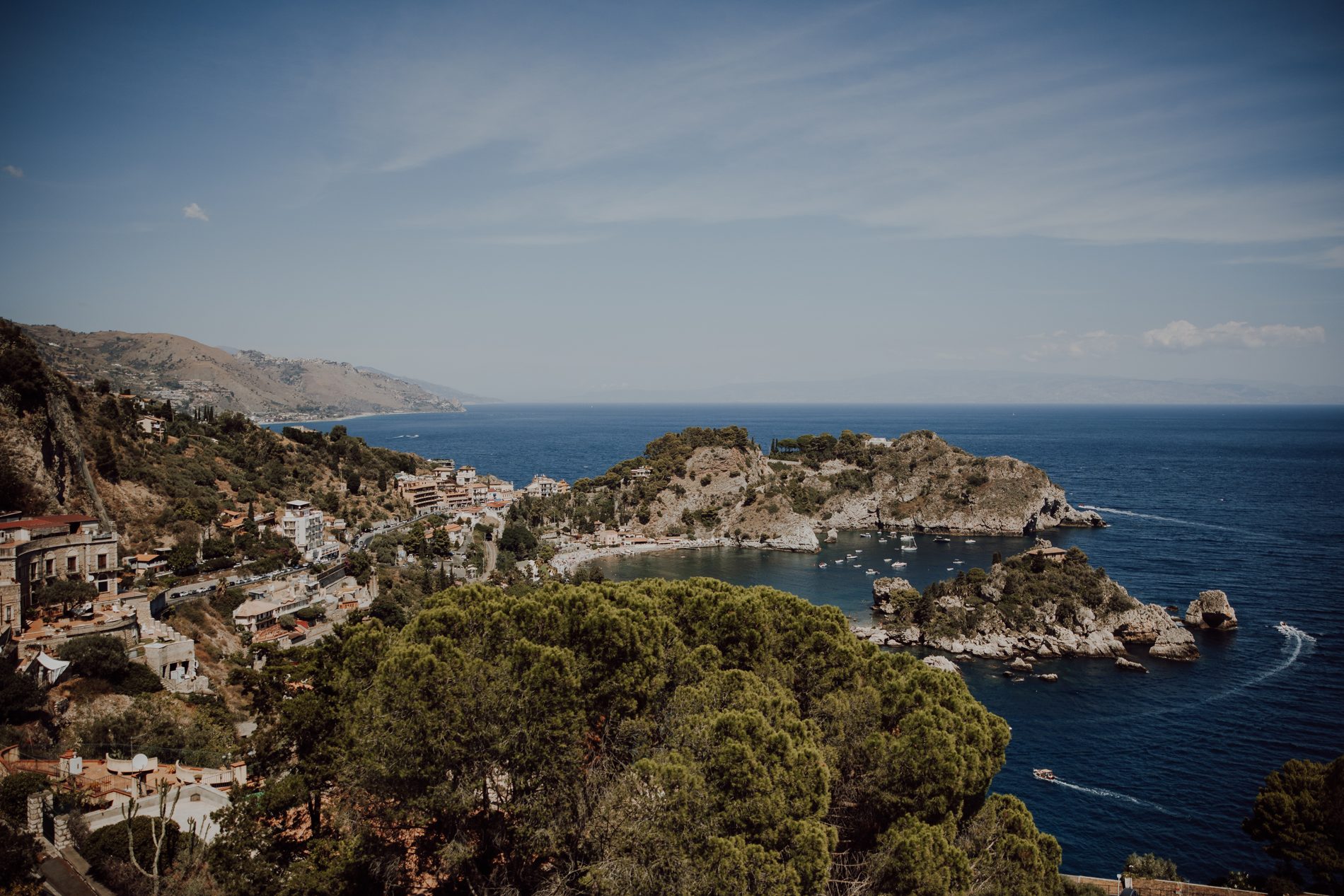 The heights of Taormina, above Isola Bella