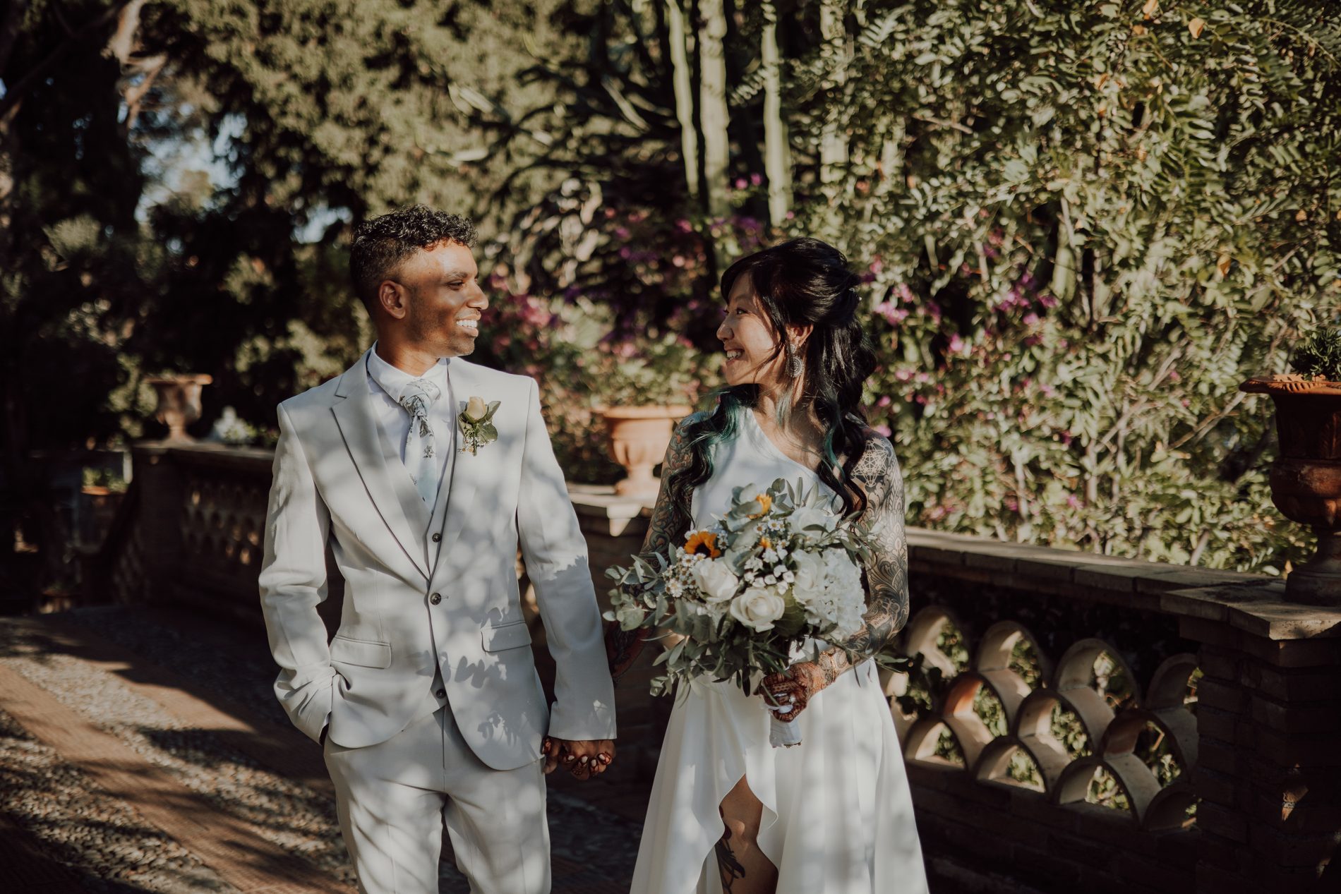 A sunlit walk through the villa gardens
