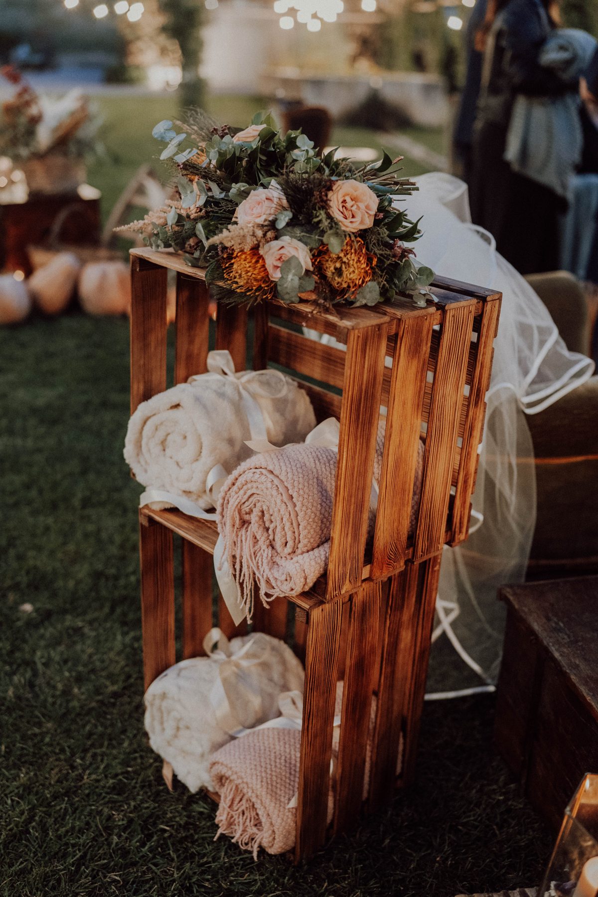 Cosy blankets for guests as the evening cools