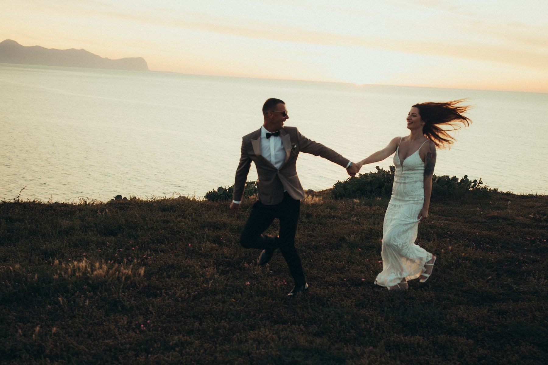 Running the clifftop as the sun drops over the Tyrrhenian
