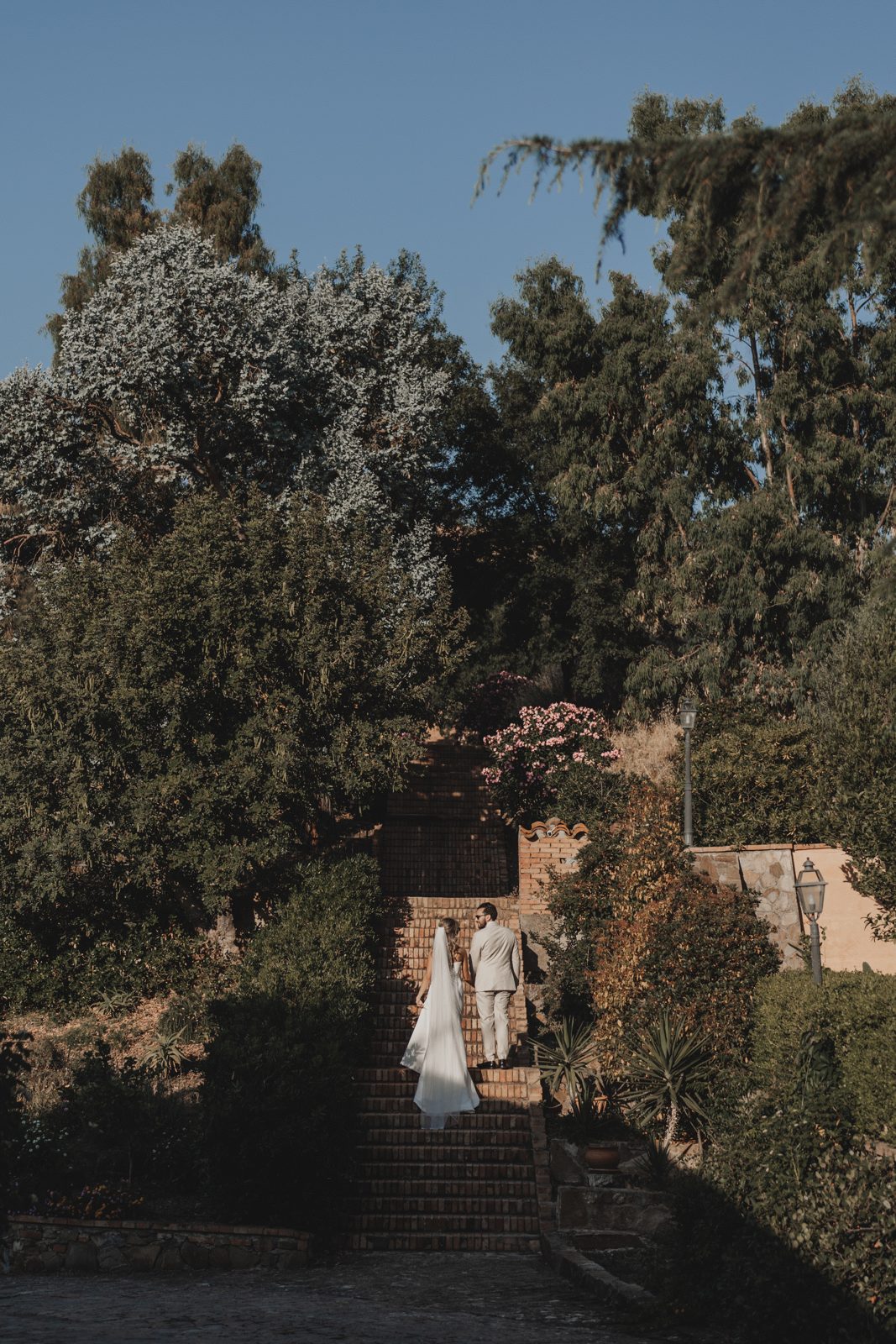 Climbing the garden steps through the abbey grounds